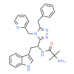ChemSpider 2D Image | N-[(1R)-1-[5-Benzyl-4-(2-pyridinylmethyl)-4H-1,2,4-triazol-3-yl]-2-(1H-indol-3-yl)ethyl]-2-methylalaninamide | C29H31N7O