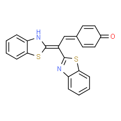 ChemSpider 2D Image | 4-[(2Z)-2-(1,3-Benzothiazol-2-yl)-2-(1,3-benzothiazol-2(3H)-ylidene)ethylidene]-2,5-cyclohexadien-1-one | C22H14N2OS2