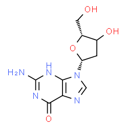 ChemSpider 2D Image | 2-Amino-9-[(3xi)-2-deoxy-beta-D-glycero-pentofuranosyl]-3,9-dihydro-6H-purin-6-one | C10H13N5O4