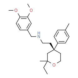 ChemSpider 2D Image | N-(3,4-Dimethoxybenzyl)-2-[(4R)-2-ethyl-2-methyl-4-(4-methylphenyl)tetrahydro-2H-pyran-4-yl]ethanamine | C26H37NO3