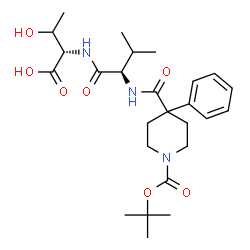 ChemSpider 2D Image | N-[(1-{[(2-Methyl-2-propanyl)oxy]carbonyl}-4-phenyl-4-piperidinyl)carbonyl]-D-valyl-L-threonine | C26H39N3O7