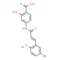 ChemSpider 2D Image | 4-{[(2E)-3-(5-Bromo-2-methoxyphenyl)-2-propenoyl]amino}-2-hydroxybenzoic acid | C17H14BrNO5