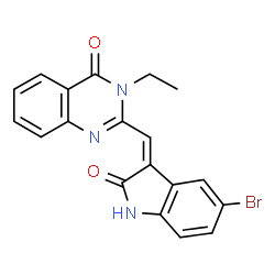 ChemSpider 2D Image | 2-{[(3Z)-5-BROMO-2-OXO-1H-INDOL-3-YLIDENE]METHYL}-3-ETHYLQUINAZOLIN-4-ONE | C19H14BrN3O2