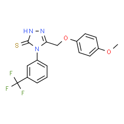 ChemSpider 2D Image | 5-(4-Methoxy-phenoxymethyl)-4-(3-trifluoromethyl-phenyl)-4H-[1,2,4]triazole-3-thiol | C17H14F3N3O2S