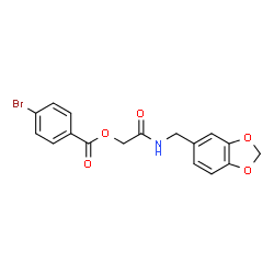 ChemSpider 2D Image | 2-[(1,3-Benzodioxol-5-ylmethyl)amino]-2-oxoethyl 4-bromobenzoate | C17H14BrNO5