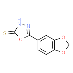 ChemSpider 2D Image | 5-Benzo[1,3]dioxol-5-yl-[1,3,4]oxadiazole-2-thiol | C9H6N2O3S
