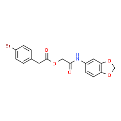 ChemSpider 2D Image | 2-(1,3-Benzodioxol-5-ylamino)-2-oxoethyl (4-bromophenyl)acetate | C17H14BrNO5