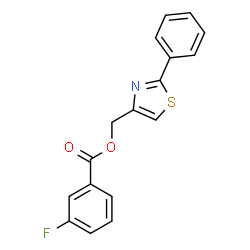 ChemSpider 2D Image | (2-Phenyl-1,3-thiazol-4-yl)methyl 3-fluorobenzoate | C17H12FNO2S