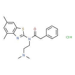 ChemSpider 2D Image | N-[2-(Dimethylamino)ethyl]-N-(4,6-dimethyl-1,3-benzothiazol-2-yl)-2-phenylacetamide hydrochloride (1:1) | C21H26ClN3OS