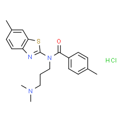 ChemSpider 2D Image | N-[3-(Dimethylamino)propyl]-4-methyl-N-(6-methyl-1,3-benzothiazol-2-yl)benzamide hydrochloride (1:1) | C21H26ClN3OS