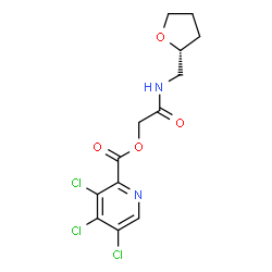 ChemSpider 2D Image | 2-Oxo-2-{[(2R)-tetrahydro-2-furanylmethyl]amino}ethyl 3,4,5-trichloro-2-pyridinecarboxylate | C13H13Cl3N2O4