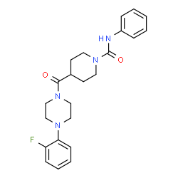 ChemSpider 2D Image | 4-{[4-(2-Fluorophenyl)-1-piperazinyl]carbonyl}-N-phenyl-1-piperidinecarboxamide | C23H27FN4O2