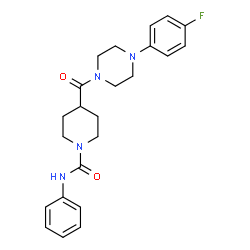 ChemSpider 2D Image | 4-{[4-(4-Fluorophenyl)-1-piperazinyl]carbonyl}-N-phenyl-1-piperidinecarboxamide | C23H27FN4O2