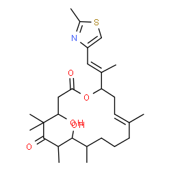 ChemSpider 2D Image | 4,8-Dihydroxy-5,5,7,9,13-pentamethyl-16-[1-methyl-2-(2-methyl-thiazol-4-yl)-vinyl]-oxacyclohexadec-13-ene-2,6-dione | C27H41NO5S