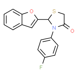 ChemSpider 2D Image | 2-benzo[b]furan-2-yl-3-(4-fluorophenyl)-1,3-thiazolan-4-one | C17H12FNO2S