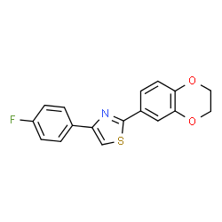 ChemSpider 2D Image | 2-(2,3-Dihydro-1,4-benzodioxin-6-yl)-4-(4-fluorophenyl)-1,3-thiazole | C17H12FNO2S