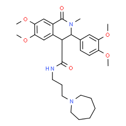 ChemSpider 2D Image | N-[3-(1-Azepanyl)propyl]-3-(3,4-dimethoxyphenyl)-6,7-dimethoxy-2-methyl-1-oxo-1,2,3,4-tetrahydro-4-isoquinolinecarboxamide | C30H41N3O6