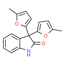 ChemSpider 2D Image | 3,3-Bis(5-methyl-2-furyl)-1,3-dihydro-2H-indol-2-one | C18H15NO3