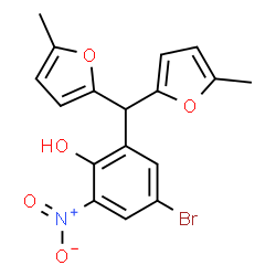 ChemSpider 2D Image | 2-[Bis(5-methyl-2-furyl)methyl]-4-bromo-6-nitrophenol | C17H14BrNO5