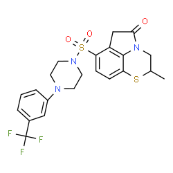 ChemSpider 2D Image | 2-Methyl-7-({4-[3-(trifluoromethyl)phenyl]-1-piperazinyl}sulfonyl)-2,3-dihydro[1,4]thiazino[2,3,4-hi]indol-5(6H)-one | C22H22F3N3O3S2