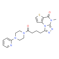 ChemSpider 2D Image | 4-Methyl-1-{4-oxo-4-[4-(2-pyridinyl)-1-piperazinyl]butyl}thieno[2,3-e][1,2,4]triazolo[4,3-a]pyrimidin-5(4H)-one | C21H23N7O2S