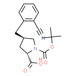 ChemSpider 2D Image | (4R)-4-(2-Cyanobenzyl)-1-{[(2-methyl-2-propanyl)oxy]carbonyl}-L-proline | C18H22N2O4