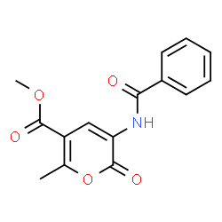 ChemSpider 2D Image | methyl 3-benzamido-6-methyl-2-oxo-2H-pyran-5-carboxylate | C15H13NO5