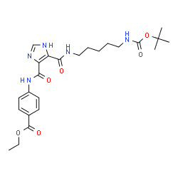 ChemSpider 2D Image | Ethyl 4-{[(5-{[5-({[(2-methyl-2-propanyl)oxy]carbonyl}amino)pentyl]carbamoyl}-1H-imidazol-4-yl)carbonyl]amino}benzoate | C24H33N5O6