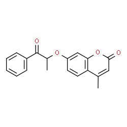 ChemSpider 2D Image | 4-Methyl-7-[(1-oxo-1-phenyl-2-propanyl)oxy]-2H-chromen-2-one | C19H16O4