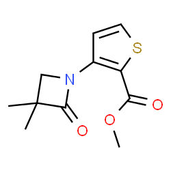 ChemSpider 2D Image | Methyl 3-(3,3-dimethyl-2-oxo-1-azetidinyl)-2-thiophenecarboxylate | C11H13NO3S