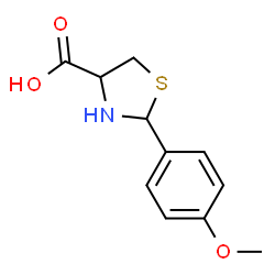 ChemSpider 2D Image | 2-(4-Methoxyphenyl)-1,3-thiazolidine-4-carboxylic acid | C11H13NO3S