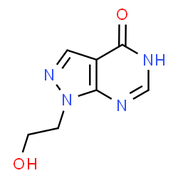 ChemSpider 2D Image | 1-(2-Hydroxyethyl)-1H-pyrazolo[3,4-d]pyrimidin-4(5H)-one | C7H8N4O2