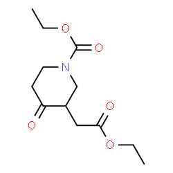 ChemSpider 2D Image | Ethyl 1-(ethoxycarbonyl)-4-oxo-3-piperidineacetate | C12H19NO5