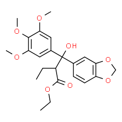 ChemSpider 2D Image | Ethyl 2-[1,3-benzodioxol-5-yl(hydroxy)(3,4,5-trimethoxyphenyl)methyl]butanoate | C23H28O8