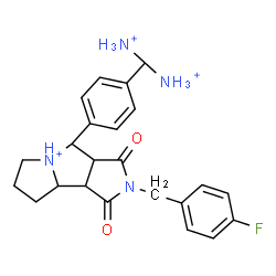ChemSpider 2D Image | 4-[4-(Diammoniomethyl)phenyl]-2-(4-fluorobenzyl)-1,3-dioxodecahydropyrrolo[3,4-a]pyrrolizin-5-ium | C23H28FN4O2