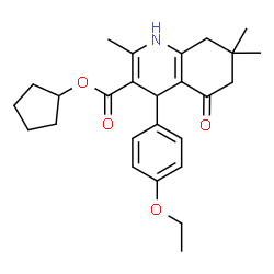 ChemSpider 2D Image | Cyclopentyl 4-(4-ethoxyphenyl)-2,7,7-trimethyl-5-oxo-1,4,5,6,7,8-hexahydro-3-quinolinecarboxylate | C26H33NO4