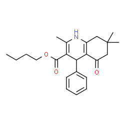 ChemSpider 2D Image | Butyl 2,7,7-trimethyl-5-oxo-4-phenyl-1,4,5,6,7,8-hexahydro-3-quinolinecarboxylate | C23H29NO3