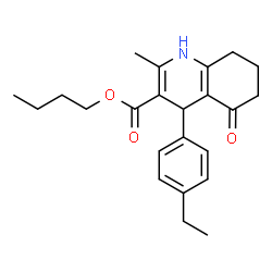 ChemSpider 2D Image | Butyl 4-(4-ethylphenyl)-2-methyl-5-oxo-1,4,5,6,7,8-hexahydro-3-quinolinecarboxylate | C23H29NO3