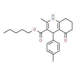 ChemSpider 2D Image | Pentyl 2-methyl-4-(4-methylphenyl)-5-oxo-1,4,5,6,7,8-hexahydro-3-quinolinecarboxylate | C23H29NO3