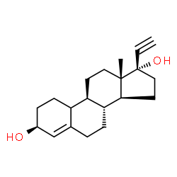 ChemSpider 2D Image | (3beta,10xi)-19-Norpregn-4-en-20-yne-3,17-diol | C20H28O2
