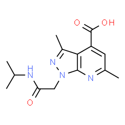 ChemSpider 2D Image | 1-(2-(Isopropylamino)-2-oxoethyl)-3,6-dimethyl-1H-pyrazolo[3,4-b]pyridine-4-carboxylic acid | C14H18N4O3