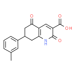 ChemSpider 2D Image | 2,5-Dioxo-7-(m-tolyl)-1,2,5,6,7,8-hexahydroquinoline-3-carboxylic acid | C17H15NO4
