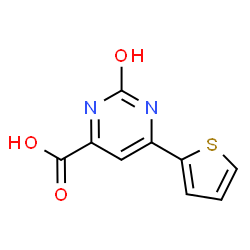 ChemSpider 2D Image | 2-hydroxy-6-(2-thienyl)pyrimidine-4-carboxylic acid | C9H6N2O3S