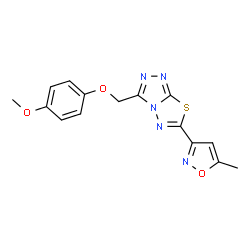 ChemSpider 2D Image | 3-[(4-Methoxyphenoxy)methyl]-6-(5-methyl-1,2-oxazol-3-yl)[1,2,4]triazolo[3,4-b][1,3,4]thiadiazole | C15H13N5O3S