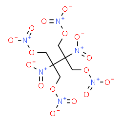 ChemSpider 2D Image | 2,3-Dinitro-4-(nitrooxy)-2,3-bis[(nitrooxy)methyl]butyl nitrate | C6H8N6O16