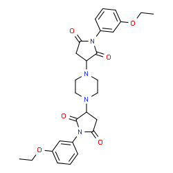 ChemSpider 2D Image | 3,3'-piperazine-1,4-diylbis[1-(3-ethoxyphenyl)pyrrolidine-2,5-dione] | C28H32N4O6