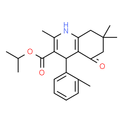 ChemSpider 2D Image | Isopropyl 2,7,7-trimethyl-4-(2-methylphenyl)-5-oxo-1,4,5,6,7,8-hexahydro-3-quinolinecarboxylate | C23H29NO3
