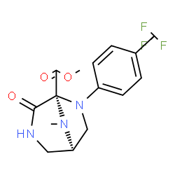 ChemSpider 2D Image | Methyl (1R,5S)-8-methyl-4-oxo-6-[4-(trifluoromethyl)phenyl]-3,6,8-triazabicyclo[3.2.1]octane-5-carboxylate | C15H16F3N3O3