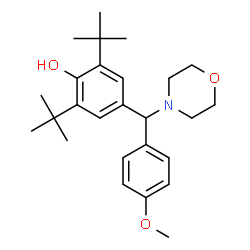 ChemSpider 2D Image | 2,6-Di-tert-butyl-4-[(4-methoxy-phenyl)-morpholin-4-yl-methyl]-phenol | C26H37NO3
