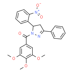 ChemSpider 2D Image | [5-(2-Nitrophenyl)-3-phenyl-4,5-dihydro-1H-pyrazol-1-yl](3,4,5-trimethoxyphenyl)methanone | C25H23N3O6